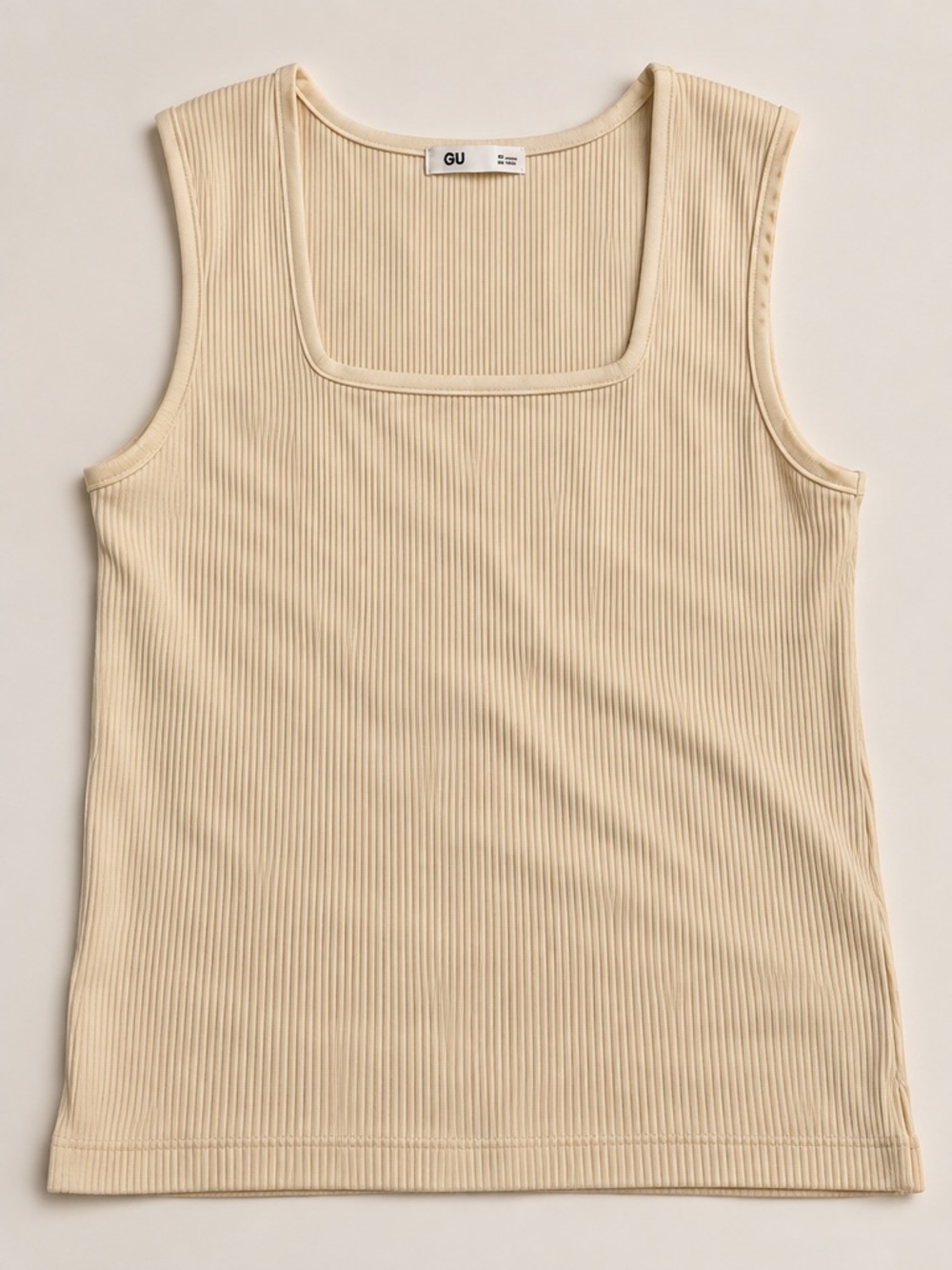 Women’s Cream Ribbed Square-Neck Tank Top